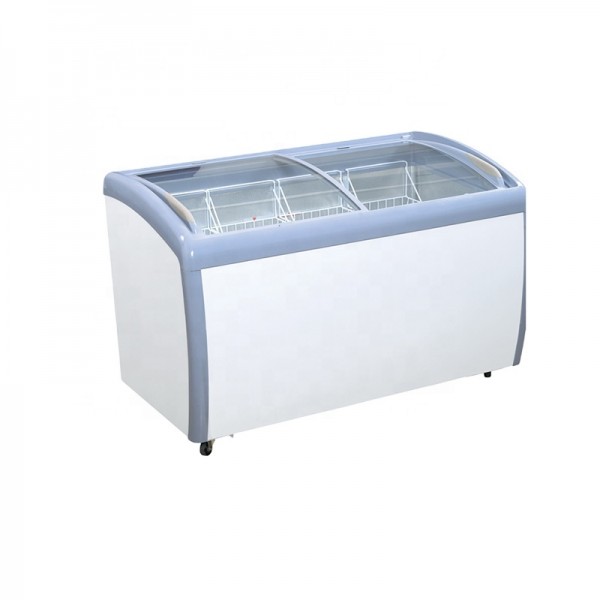 110V60HZ Curved Glass Door Chest Deep Freezer For Supermarket Manufacturer, Wholesale, Custom, OEM, Bulk Buy