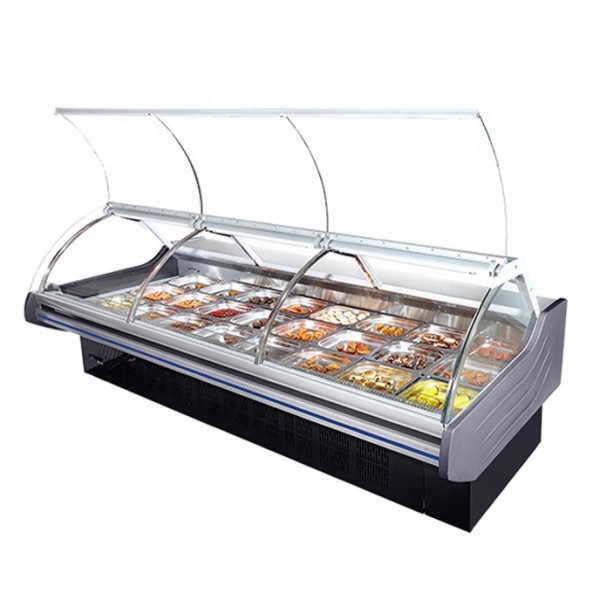 Commercial Meat Shop Freezer Meat Refrigerator Deli Display Fridge Case Curved Glass Refrigerator Equipment Manufacturer, Wholesale, Custom, OEM, Bulk Buy