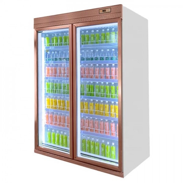 Display Chiller Supermarket Beverage Cooler Refrigerator Commercial Two Glass Door Fridge Manufacturer, Wholesale, Custom, OEM, Bulk Buy