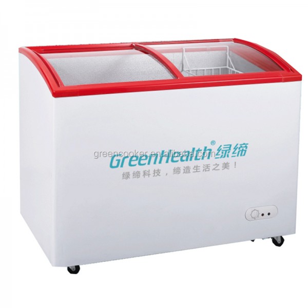 Door Horizontal Chest Freezer 288L Supermarket Curved Glass Toughened Coating Glass for Ice Cream/beverage Manufacturer, Wholesale, Custom, OEM, Bulk Buy